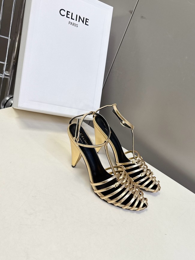 CELINE CAGE STRAPPY SANDAL IN LAMINATED LAMBSKIN 36657-1