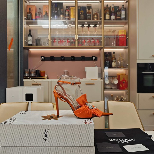 Saint Laurent AMALIA slingback pumps in satin crepe Heel 10.5CM 35964-1