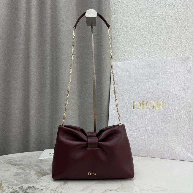 Small Dior Bow Bag Lambskin M0715O Wine
