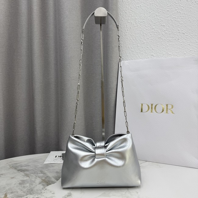 Small Dior Bow Bag Lambskin M0715P Silver-Tone