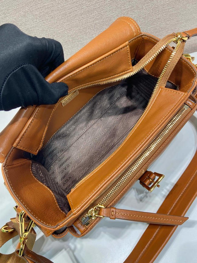 Prada Route medium leather tote bag 1BD394 camel