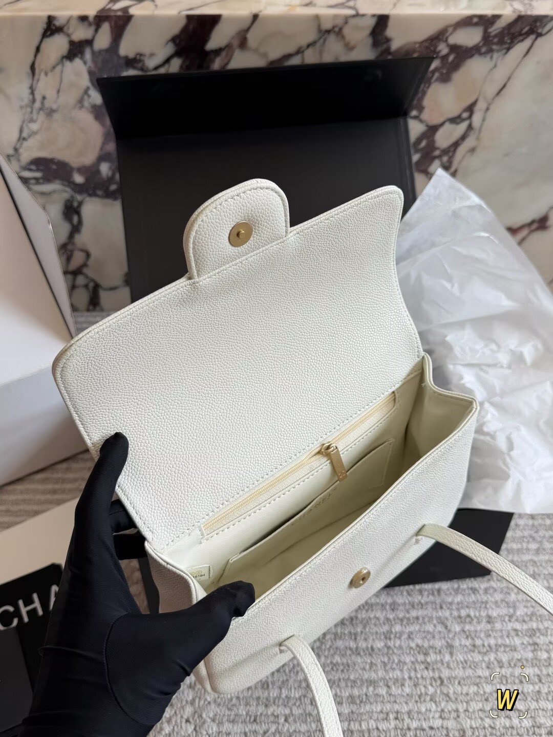 Chanel 26S Preppy Coco Top Handle Bag A53201 White