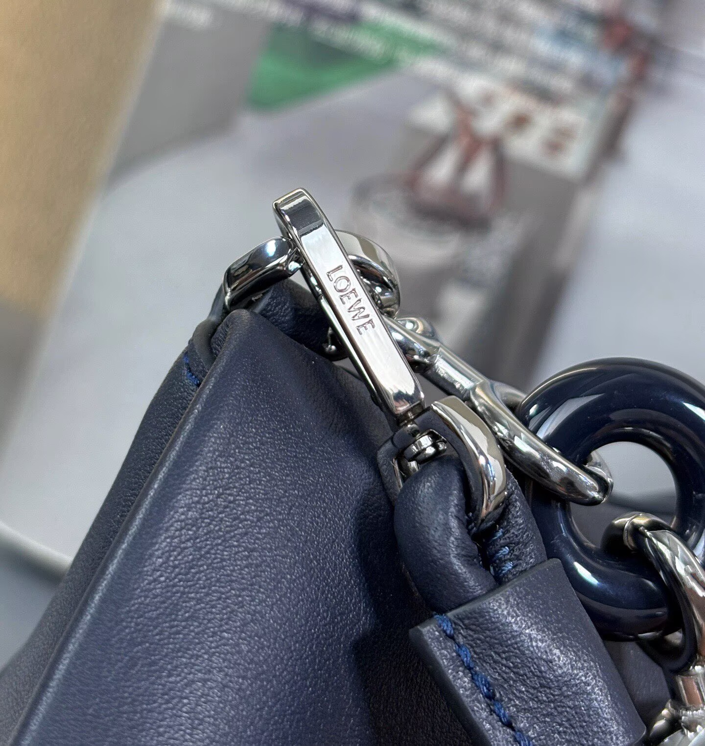 Loewe Ola Original Leather Fashion Handbag L53012 Navy