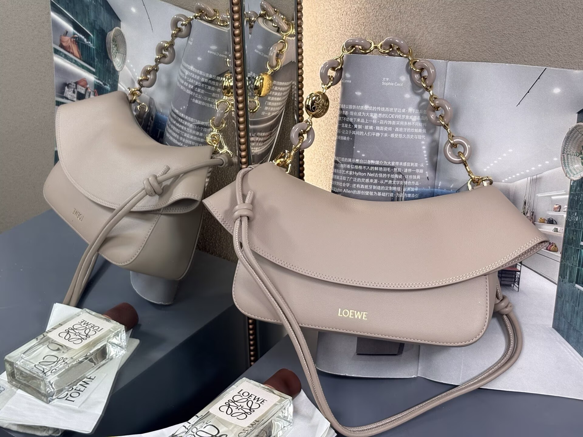 Loewe Ola Original Leather Fashion Handbag L53012 Nude