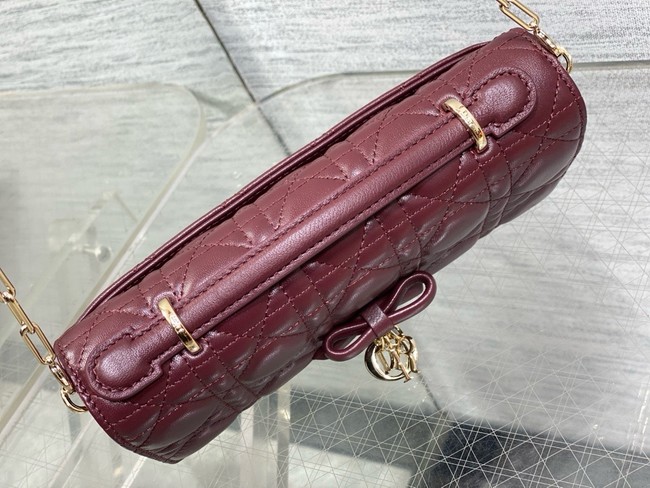My Dior Mini Bag Cannage Lambskin S0984PU wine red