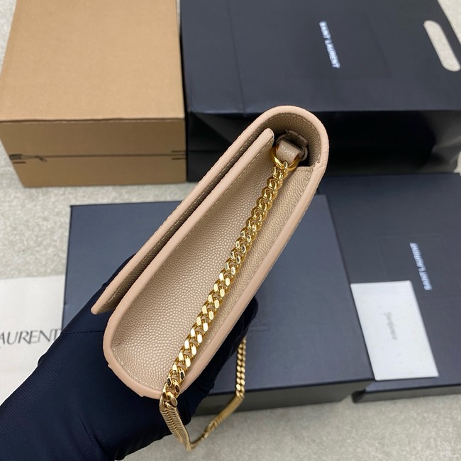 SAINT LAURENT KATE clutch in grain de poudre leather 851921 DARK BEIGE