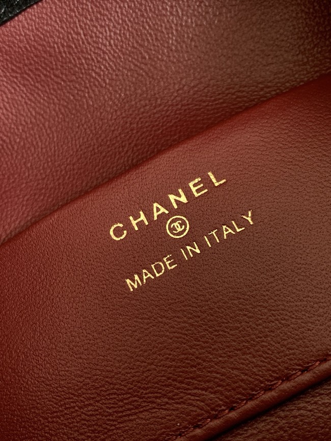 CHANEL Hobo Bag Suede Calfskin AS5227 black