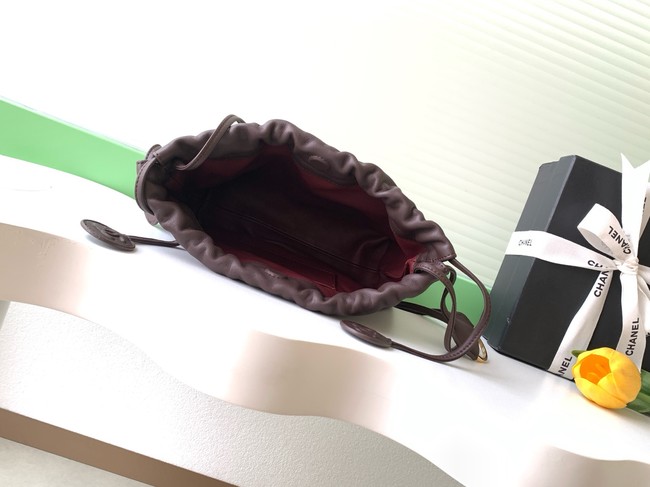 Chanel Lambskin Hobo Bag AS5227 dark brown