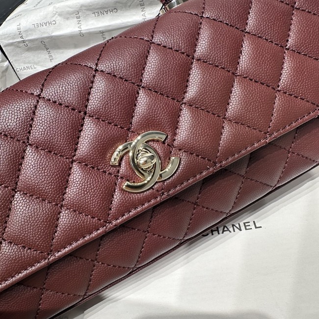Chanel Maxi Flap Bag With Top Handle AS6091 wine red