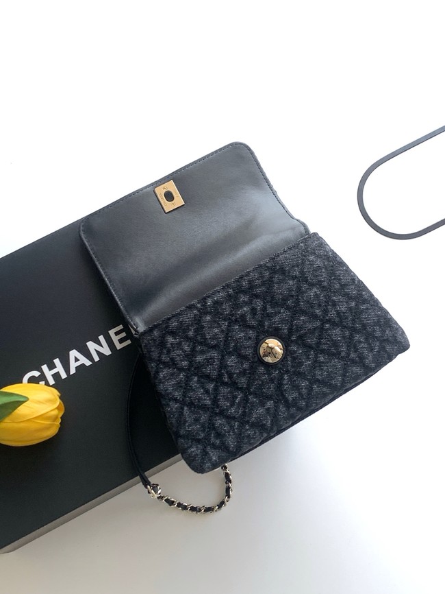 Chanel Mini Flap Bag with Top Handle AS2215 denim black