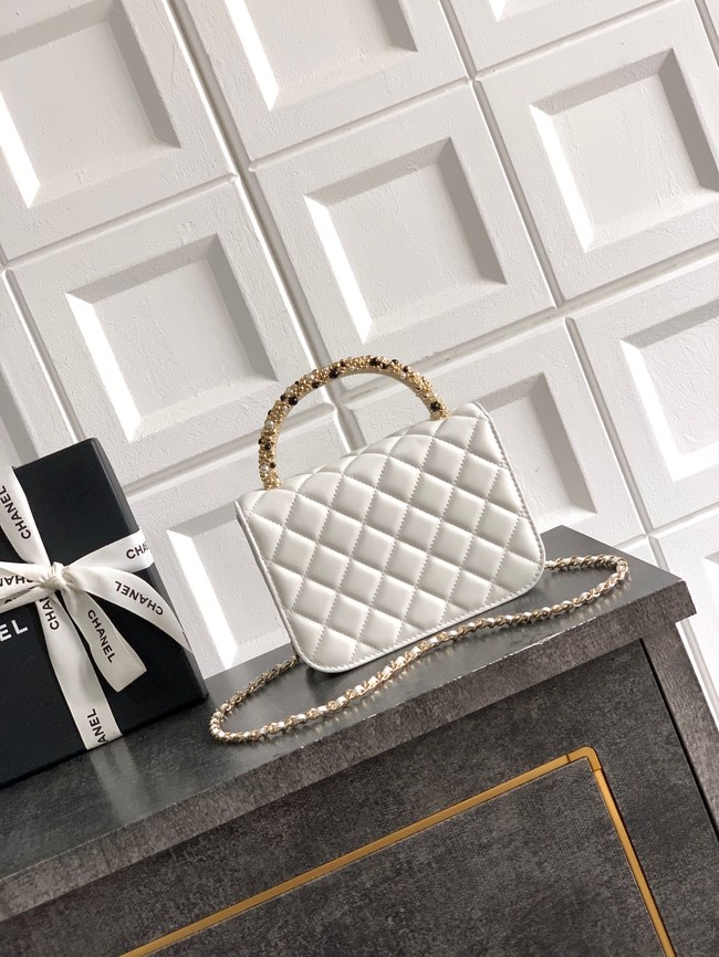 Chanel Mini Flap Bag with Top Handle AS5984 white