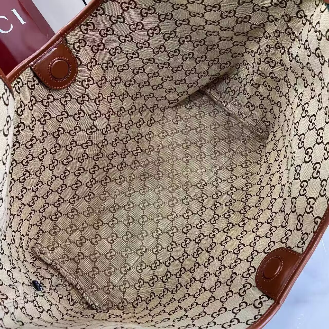 Gucci Giglio Original Oiled Leather large tote GG bag 853971 Brown