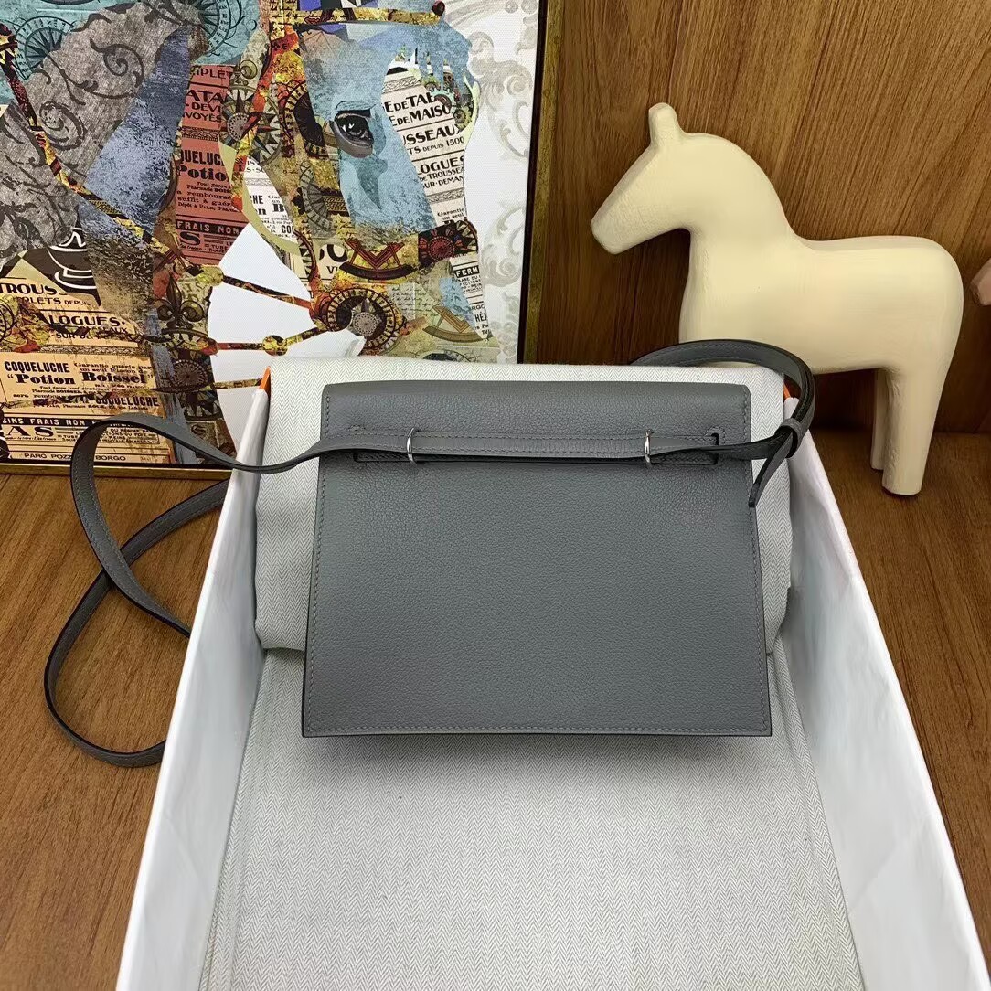 Hermes Kelly Danse Original Evercolor Leather 22CM KL22 Gray Silver-Tone