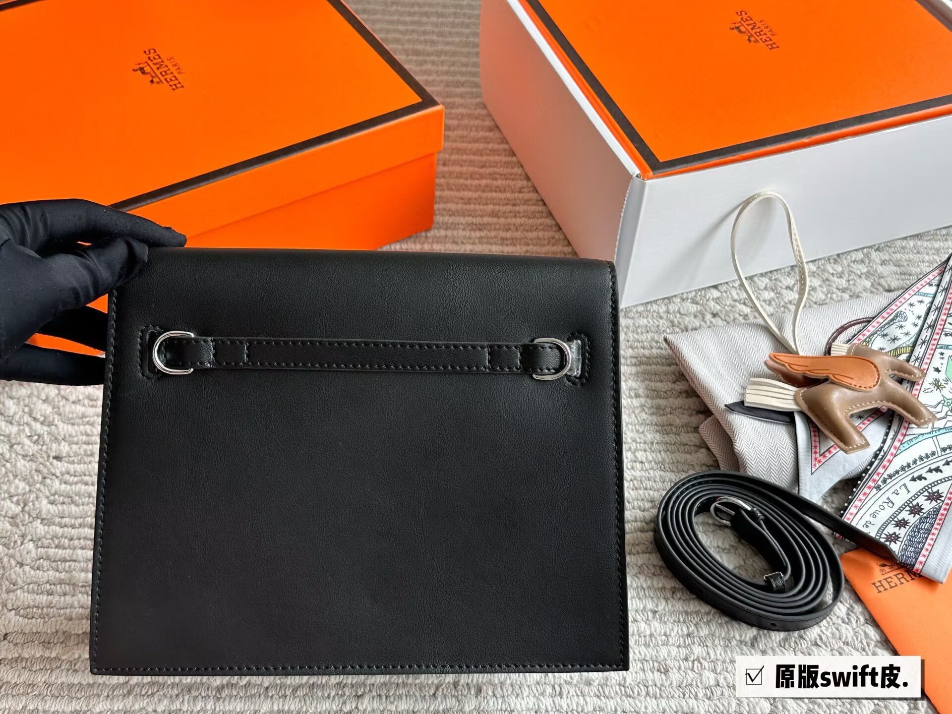 Hermes Kelly Danse Original Swift Leather 22CM KL22 Black