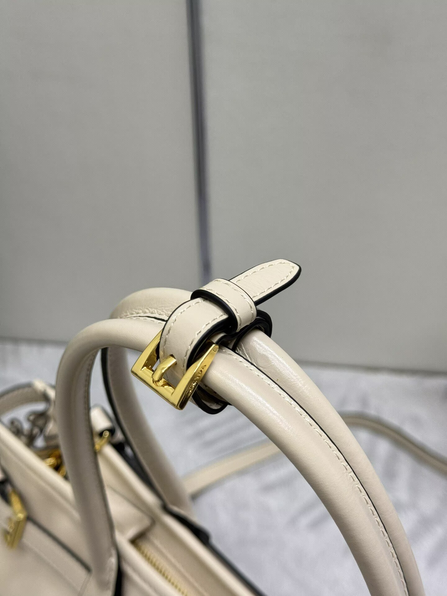 Prada Bonnie Leather Tote Bag 1BA433 Cream