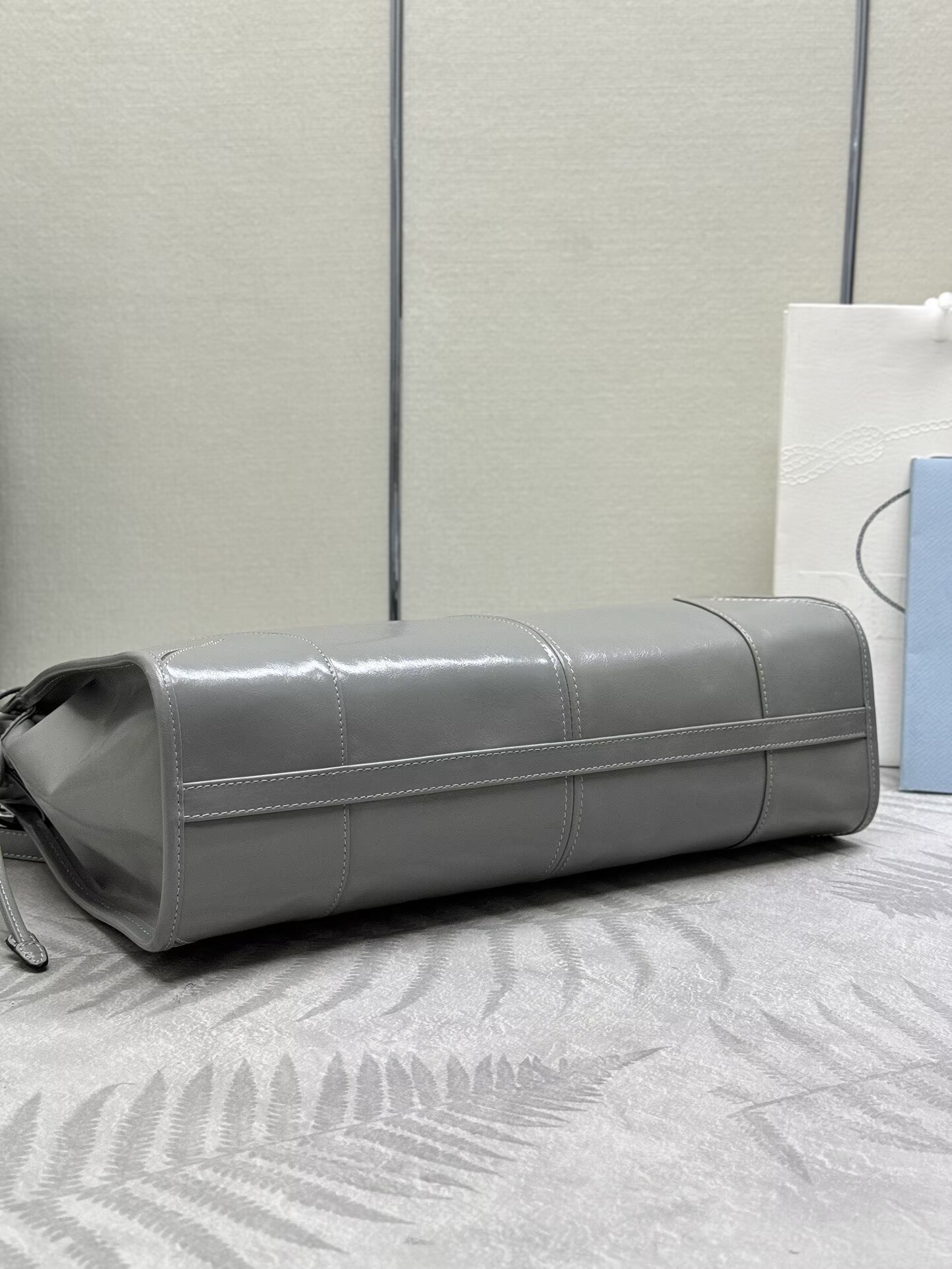 Prada Bonnie Leather Tote Bag 1BA433 Gray