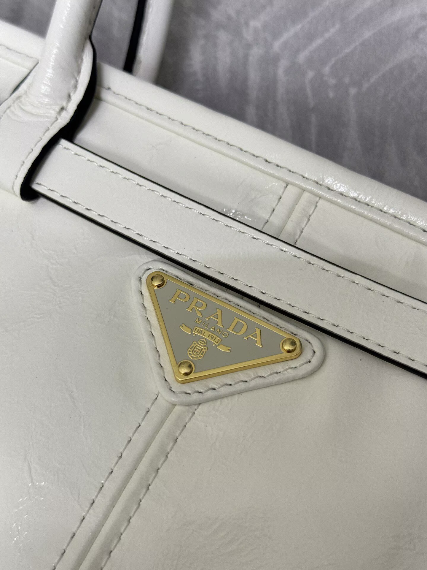 Prada Bonnie Leather Tote Bag 1BA433 White