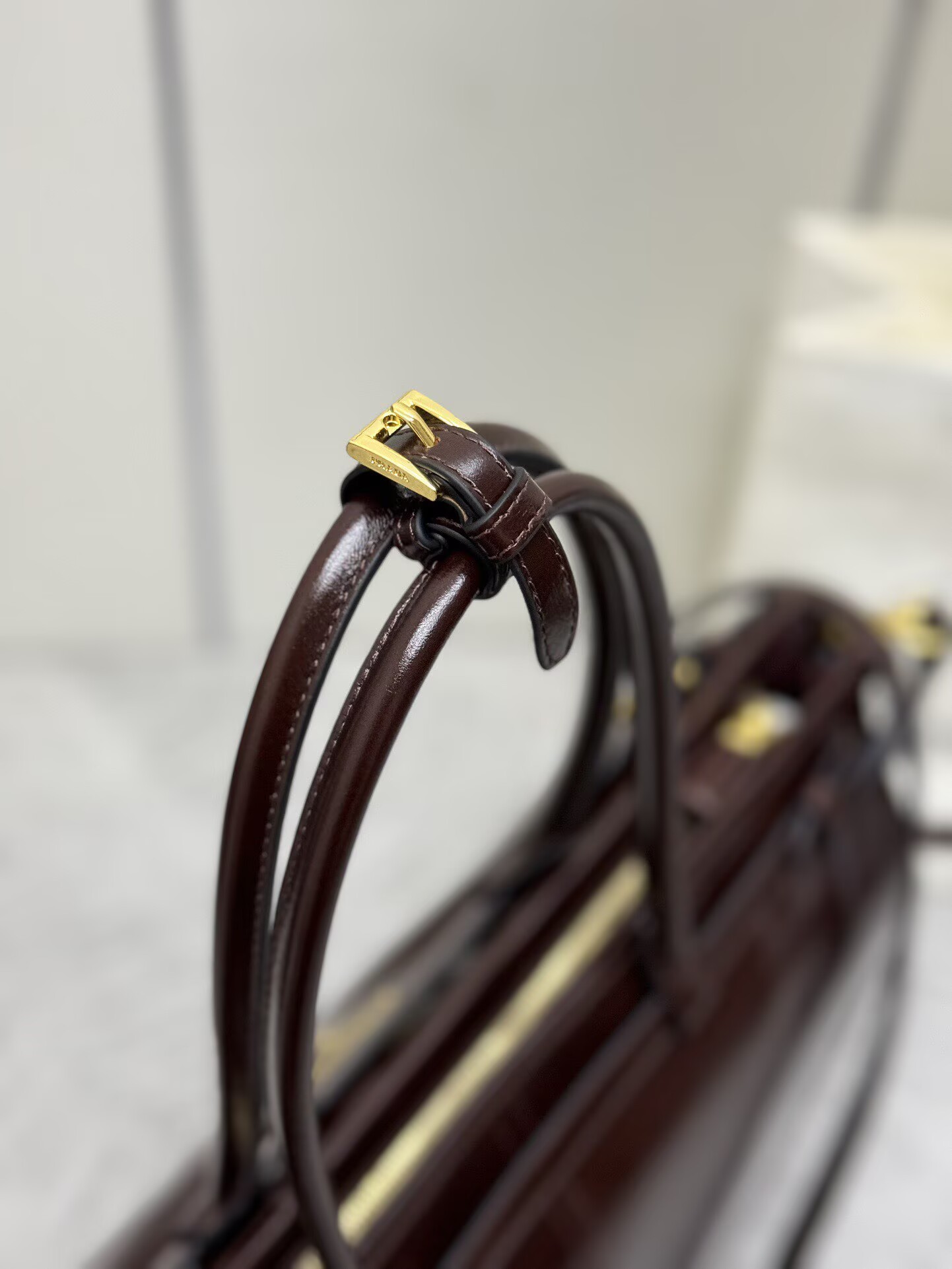 Prada Large Bonnie Leather Tote Bag 1BA439 Dark Brown