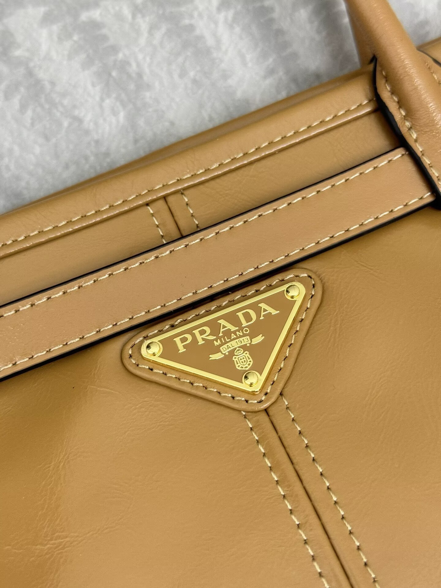 Prada Large Bonnie Leather Tote Bag 1BA439 Khaki