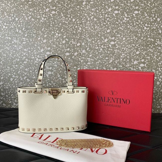 VALENTINO ROCKSTUD mini grained calfskin bag SHI16 Ivory