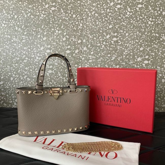 VALENTINO ROCKSTUD mini grained calfskin bag SHI16 gray