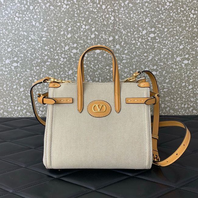 ALENTINO GARAVANI ANTIBES small Canvas leather bag WB0R20 tobacco