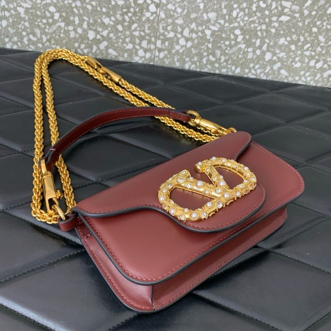 VALENTINO LOCO VLOGO SIGNATURE Small Leather bag WB0K53 burgundy