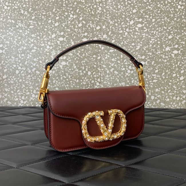 VALENTINO LOCO VLOGO SIGNATURE Small Leather bag WB0K53 burgundy