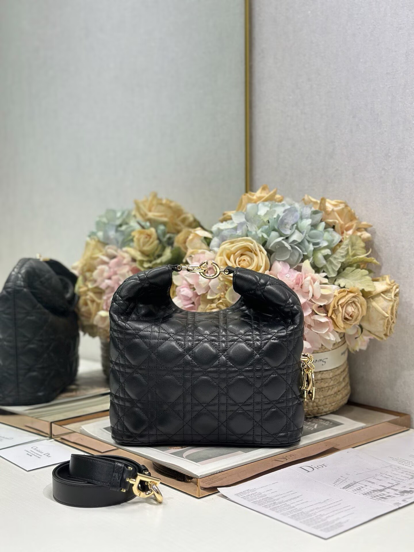 DIOR Original Leather Tote Handbag 1538 Black