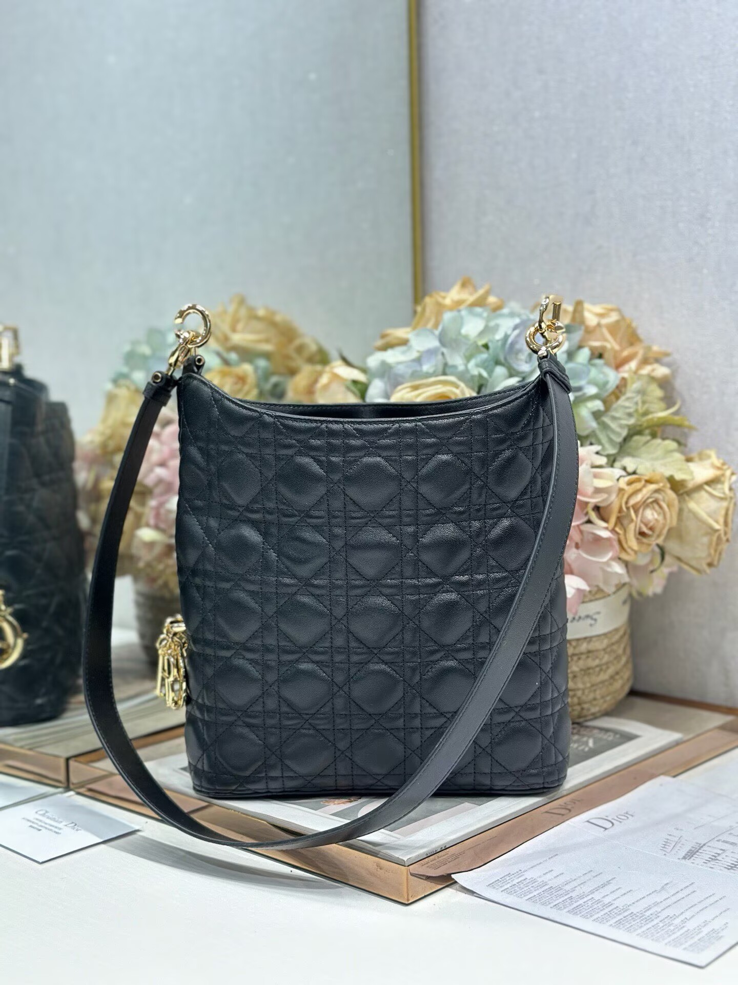 DIOR Original Leather Tote Handbag 1538 Black