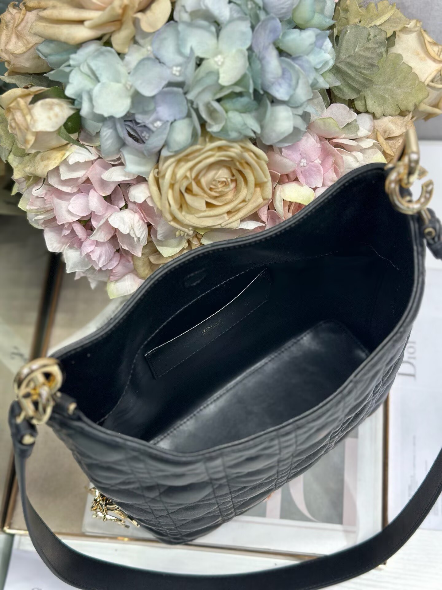 DIOR Original Leather Tote Handbag 1538 Black