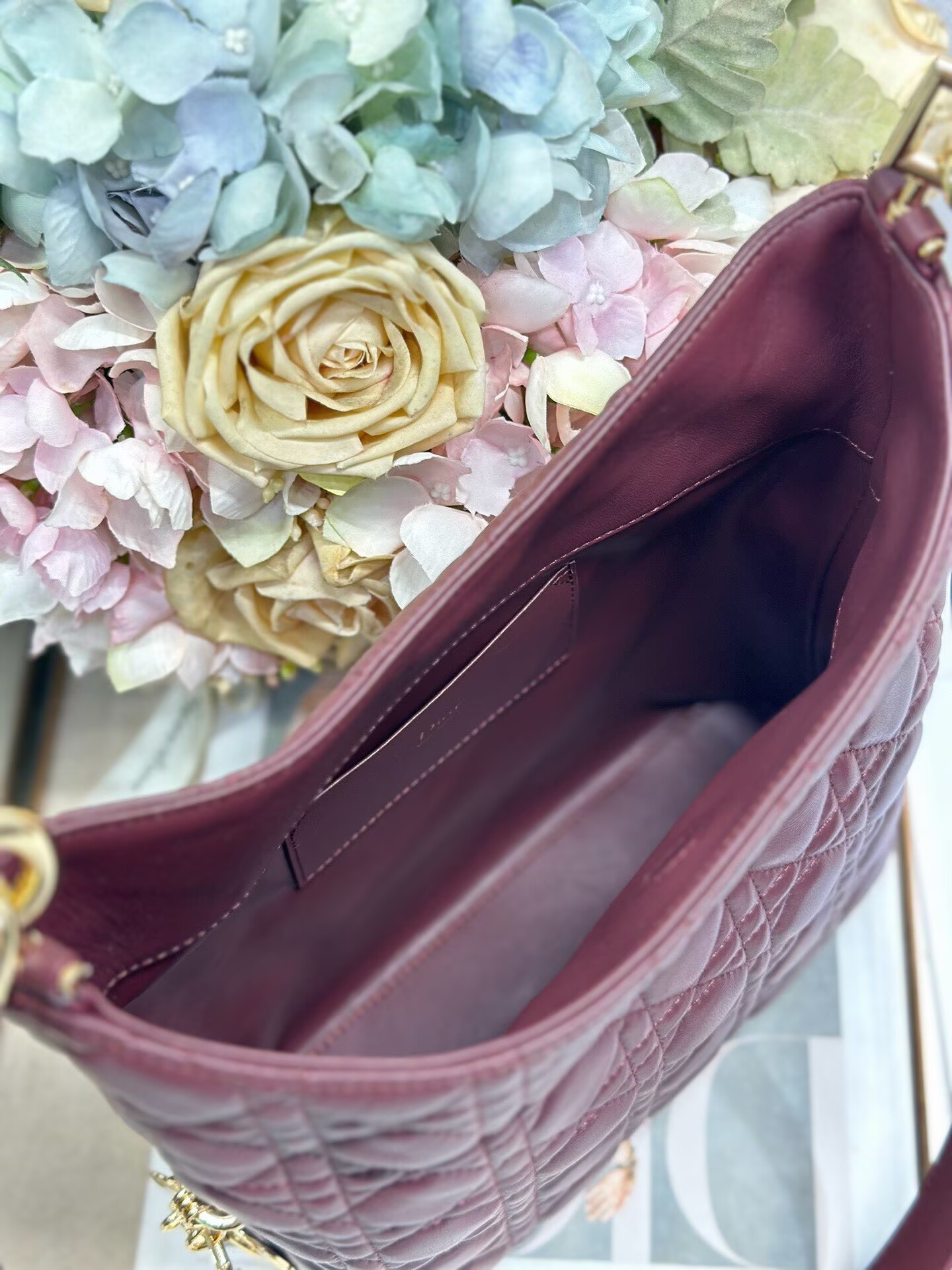 DIOR Original Leather Tote Handbag 1538 Burgundy