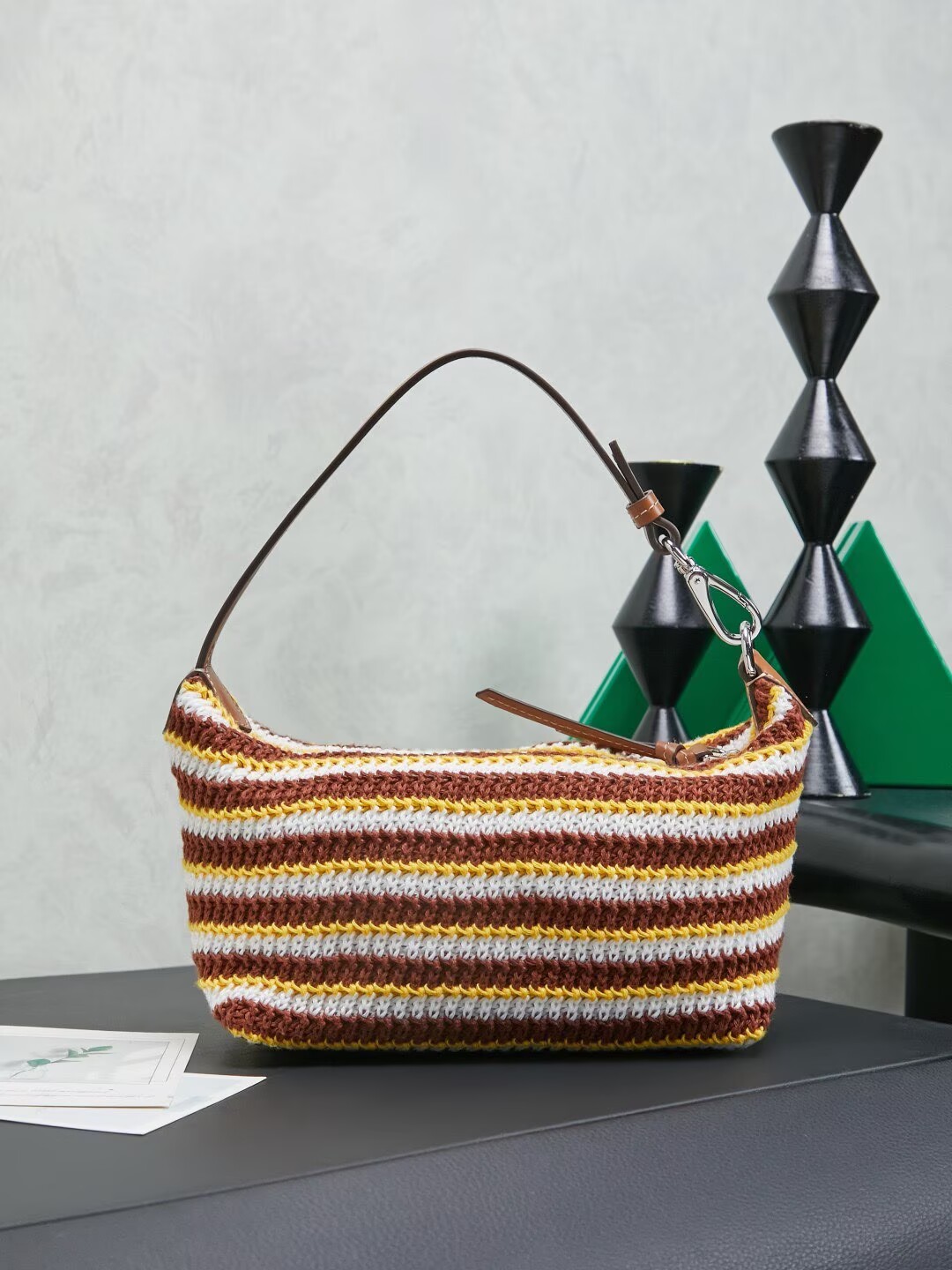 Miumiu Rainbow Weaving Top handle bag 5NE841 Brown&Yellow&White Fabric Miumiu Rainbow Weaving Top handle bag 5NE841 Brown&Yellow&White Fabric