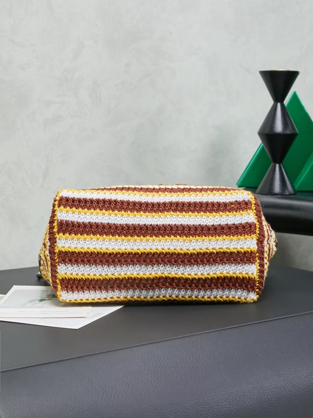 Miumiu Rainbow Weaving Top handle bag 5NE841 Brown&Yellow&White Fabric Miumiu Rainbow Weaving Top handle bag 5NE841 Brown&Yellow&White Fabric