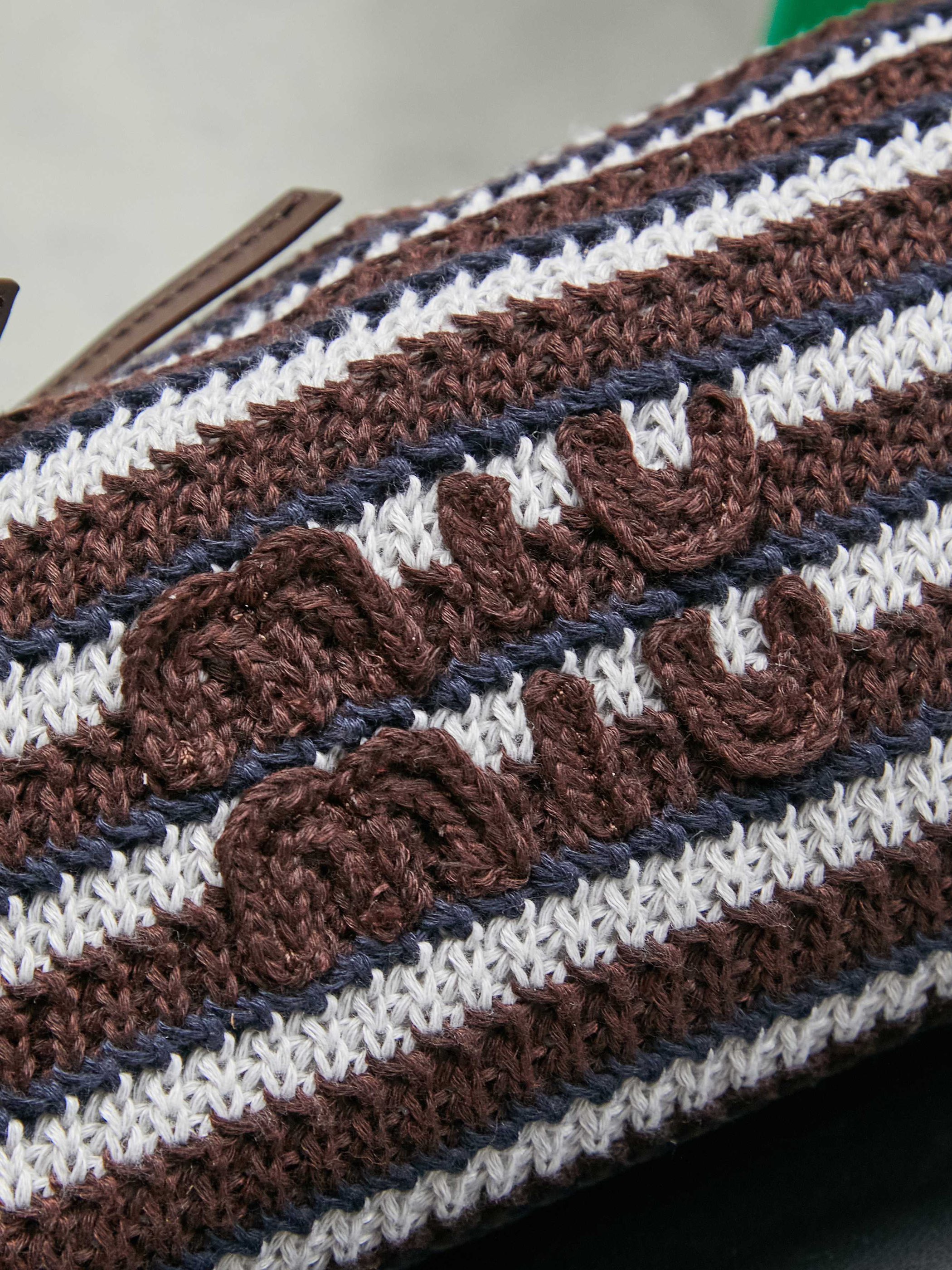 Miumiu Rainbow Weaving Top handle bag 5NE841 Dark Brown&Navy&White Fabric Miumiu Rainbow Weaving Top handle bag 5NE841 Dark Brown&Navy&White Fabric