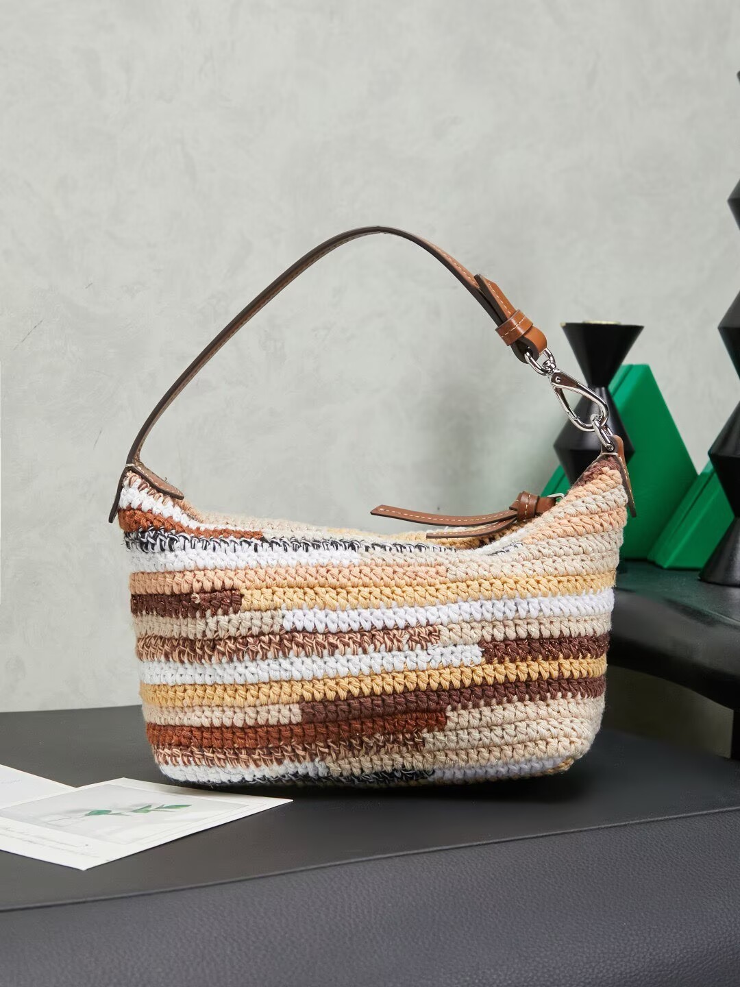Miumiu Rainbow Weaving Top handle bag 5NE841 Fabrice Brown