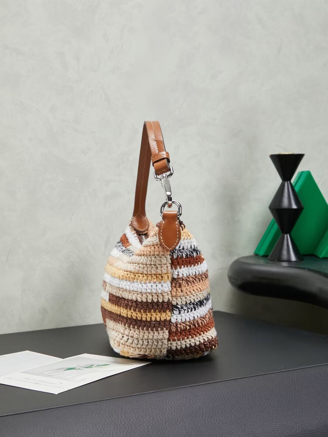 Miumiu Rainbow Weaving Top handle bag 5NE841 Fabrice Brown