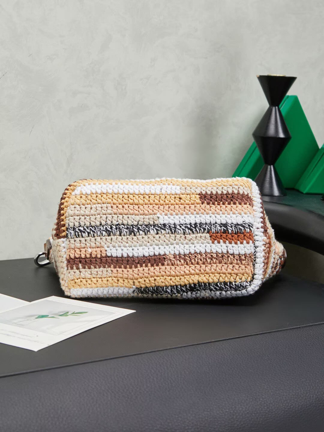 Miumiu Rainbow Weaving Top handle bag 5NE841 Fabrice Brown