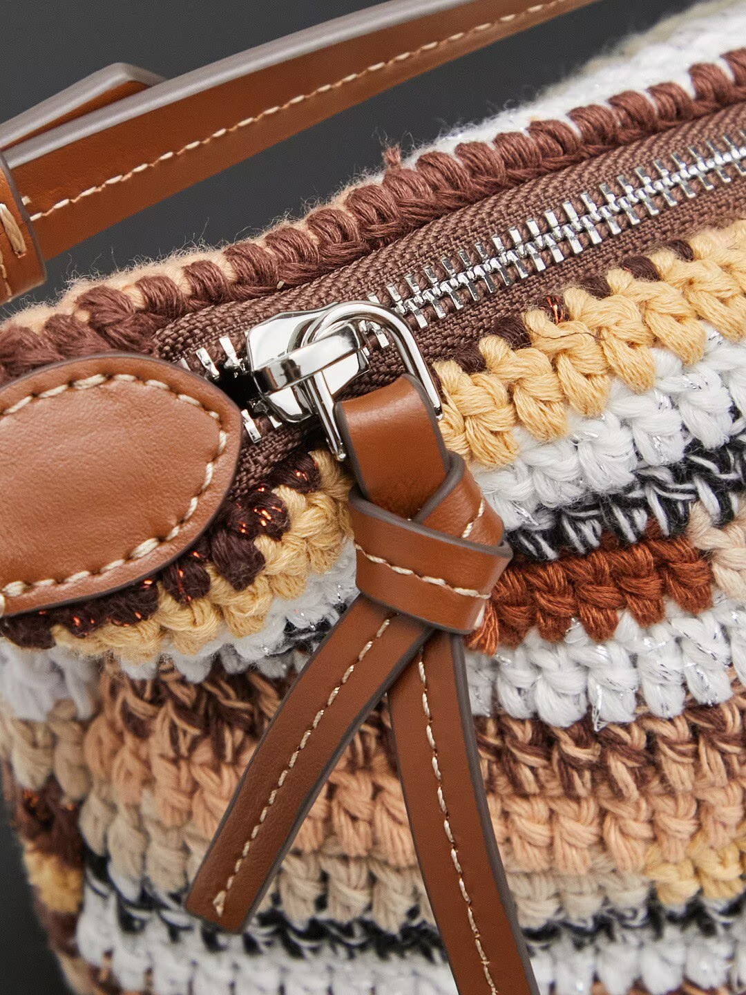 Miumiu Rainbow Weaving Top handle bag 5NE841 Fabrice Brown