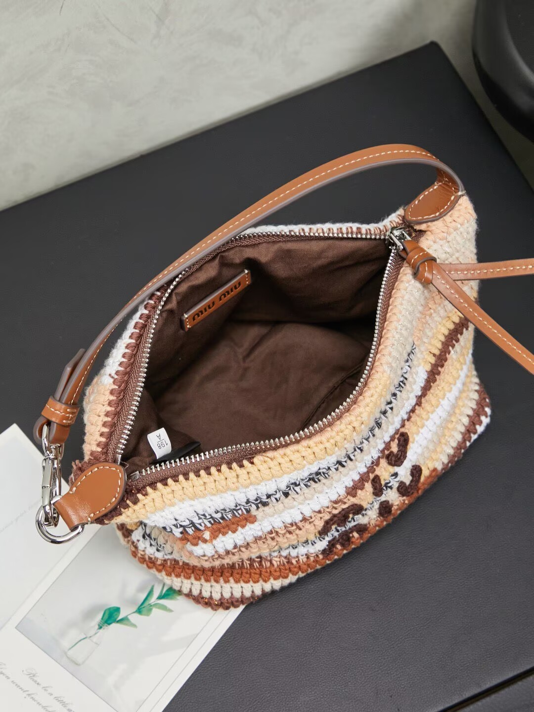 Miumiu Rainbow Weaving Top handle bag 5NE841 Fabrice Brown