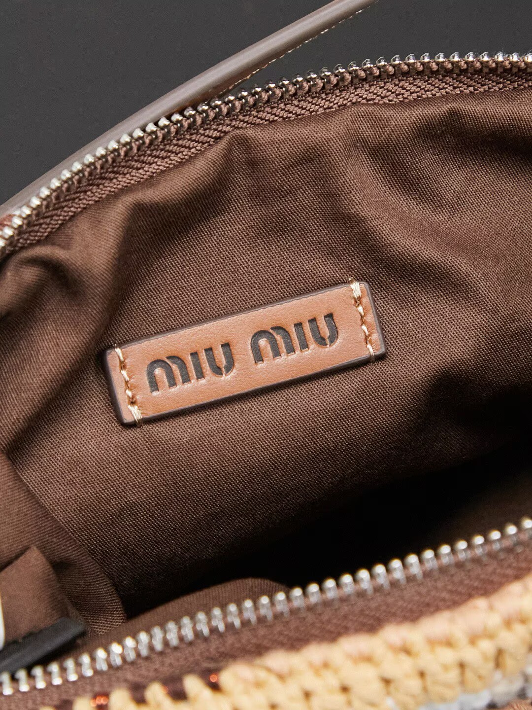Miumiu Rainbow Weaving Top handle bag 5NE841 Fabrice Brown
