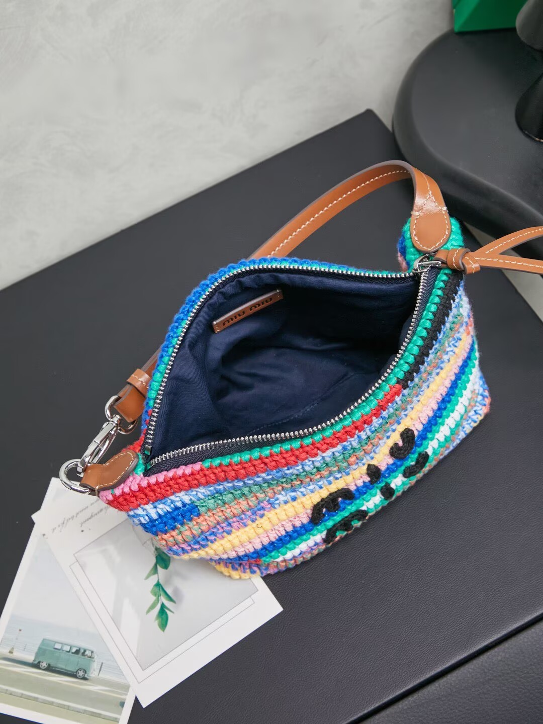 Miumiu Rainbow Weaving Top handle bag 5NE841 Rainbow Fabric