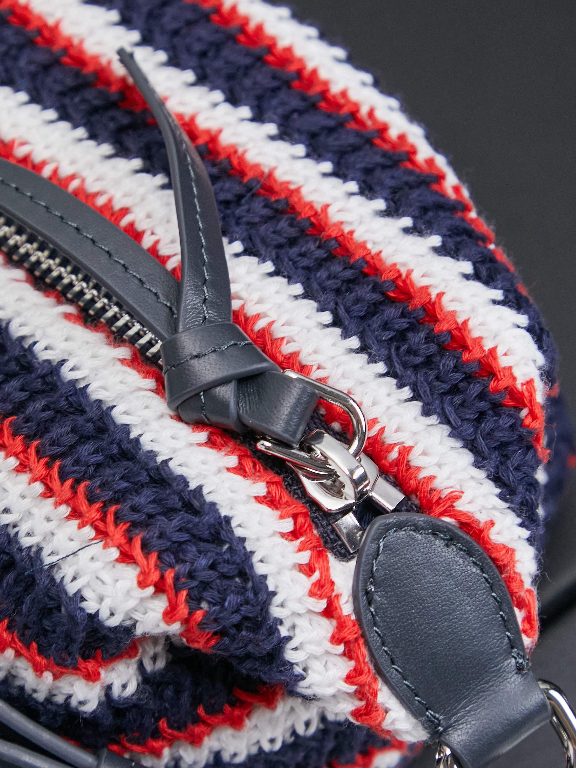 Miumiu Rainbow Weaving Top handle bag 5NE841 Red&Navy&White Fabric
