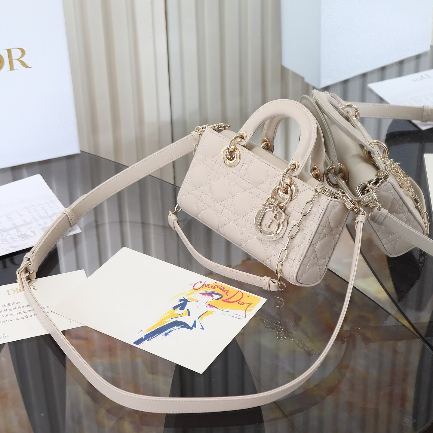 Dior Small Lady D-Joy Bag Metallic Cannage Calfskin M0613 Beige Dior Small Lady D-Joy Bag Metallic Cannage Calfskin M0613 Beige