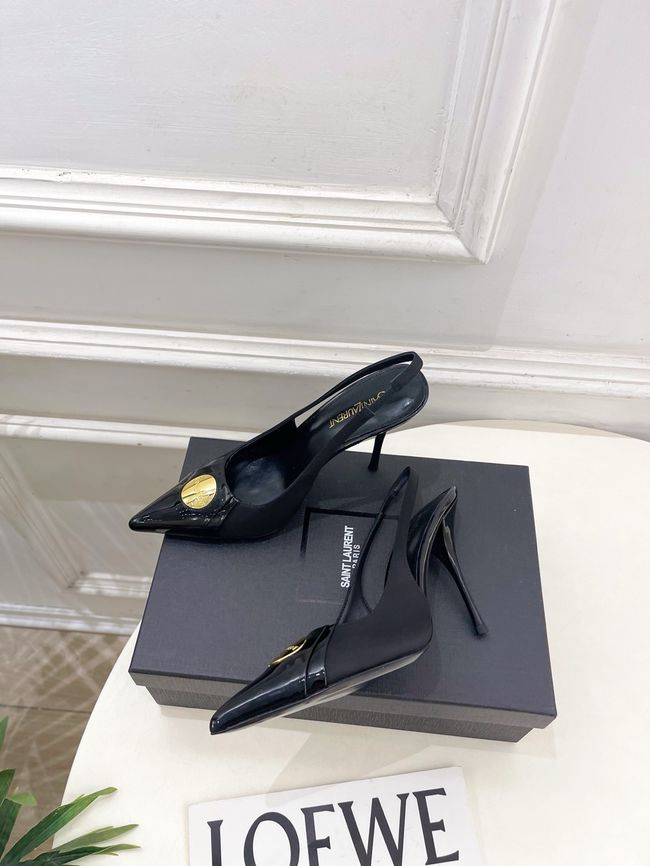 Saint Laurent LOUIS slingback pumps in patent leather and satin CN1000-5 Saint Laurent LOUIS slingback pumps in patent leather and satin CN1000-5