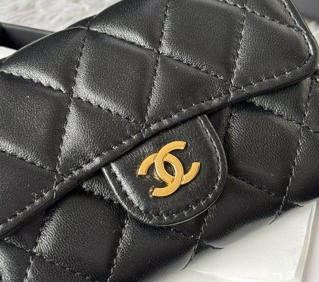 Chanel Original Leather Zipper Wallet 0219 Black