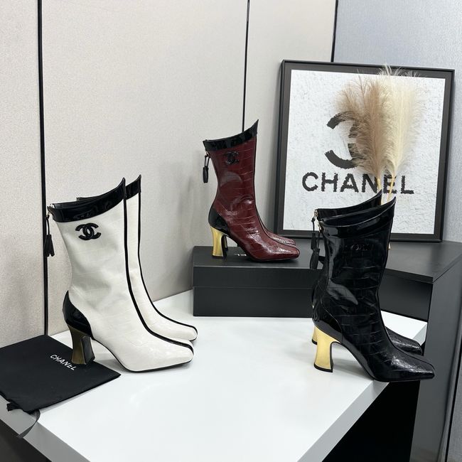 Chanel Mid-Calf Boots Shiny Calfskin 64176-1