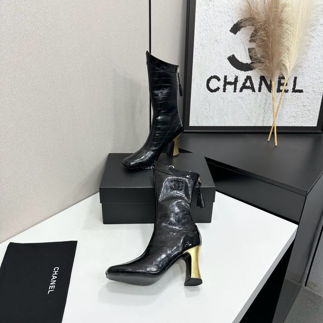 Chanel Mid-Calf Boots Shiny Calfskin 64176-2