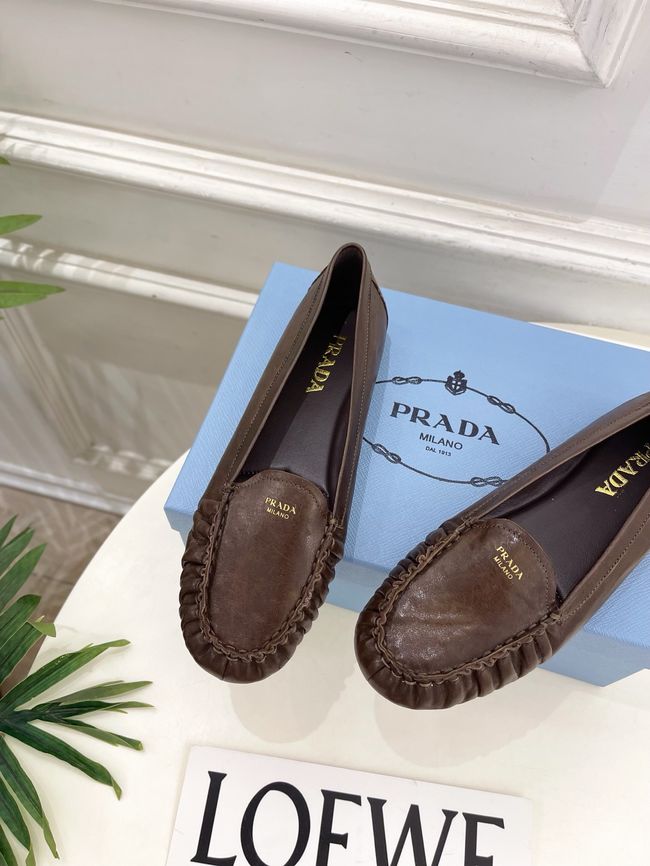 Prada Shuffle antiqued leather loafers 64173-4