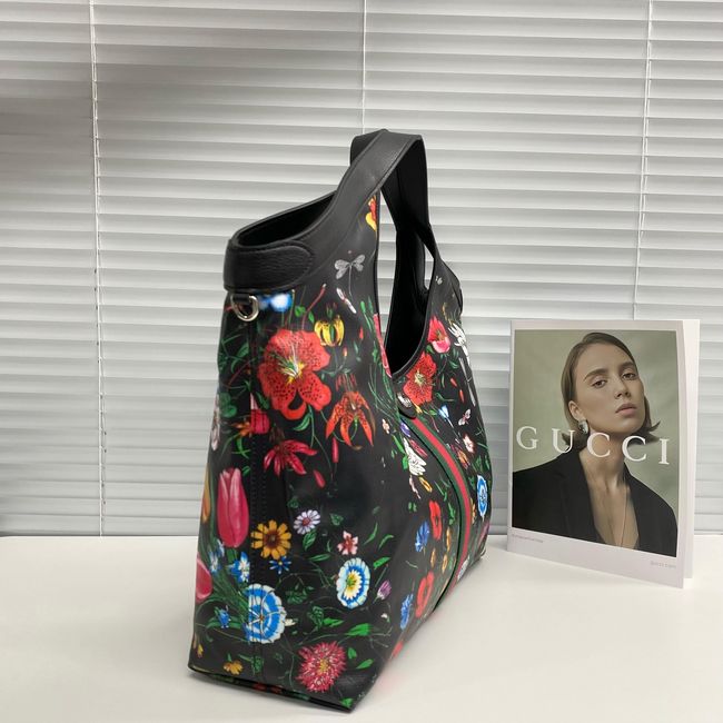 Gucci Giglio Flora large tote bag 853971 black and multicolor
